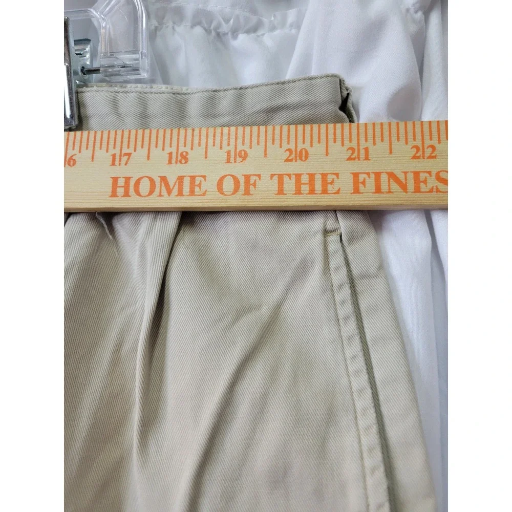 Polo Ralph Lauren Polo Chino Pan Mens 42x27 Khaki Tan Pleated Cuffed Cotton 1931